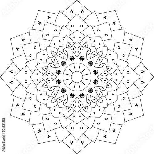 Abstract geometric flower pattern mandala vector. intricate mandala design is perfect for coloring books, adult coloring therapy, or print applications.