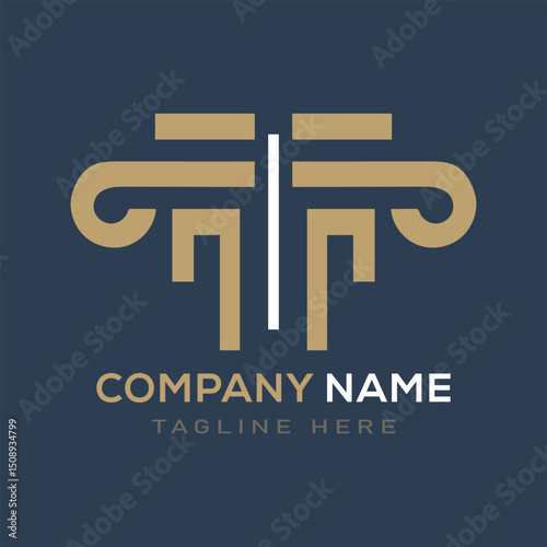 Law firm line trend logo icon vector design.