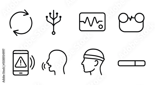 Technology and communication icons for digital interfaces design
