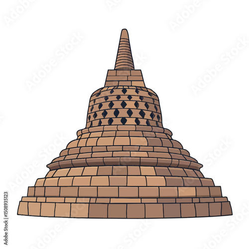 A cute of Borobudor vector illustration