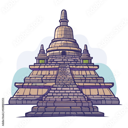A cute of Borobudor vector illustration