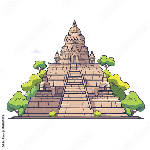 A cute of Borobudor vector illustration