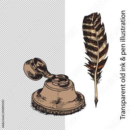 Old ink pot vector 