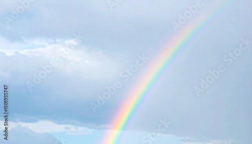 Pastel Rainbow Arch Against Cloudy Sky