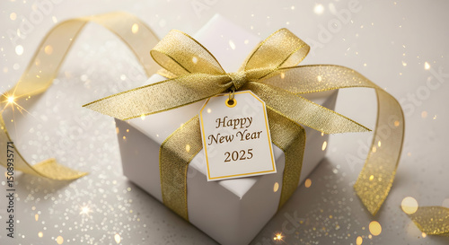 Elegant Gift Box with Gold Ribbon Festive Season Visual
