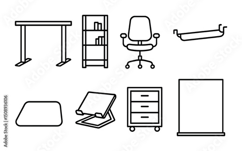 Essential office furniture icons for modern workspace design