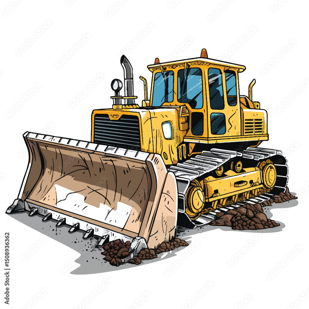 Obraz premium A cute of Bulldozer vector illustration
