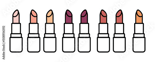 Colorful lipstick collection for beauty and makeup design projects