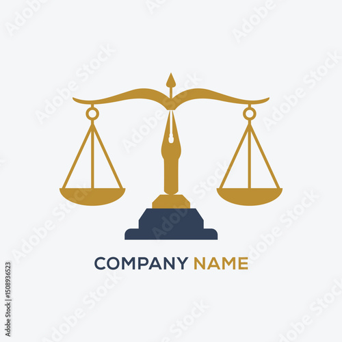 Law Office Logo Vector. Balanced Justice, Scales and Sophisticated Legal Brand