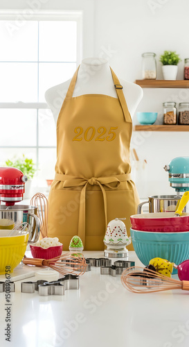 Mustard Yellow Kitchen Apron Baking Cooking Pastry Home Decor
