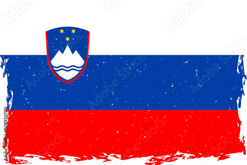 Obraz na plátně Flag of Slovenia brush stroke grunge texture