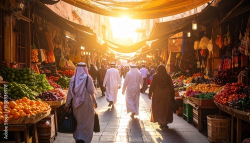 Sunny Arab Market Street Scene