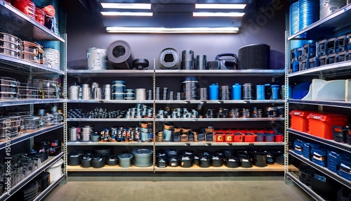 a closeup view of an organized shelf featuring various auto parts neatly arranged highlighting the extensive selection available for customers in the store