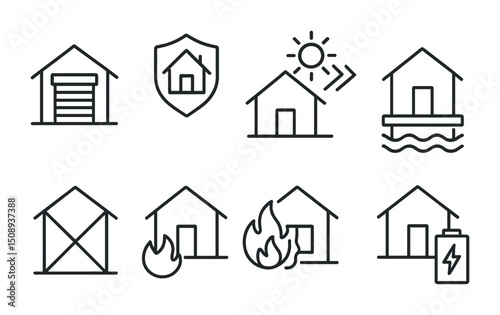 Home protection and sustainability symbols for energy and safety design