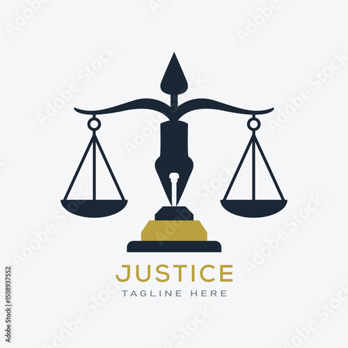 Law firm logo .Law office logotypes set with scales of justice. Symbols of legal centers or law advocates. Scales of justice icons.
