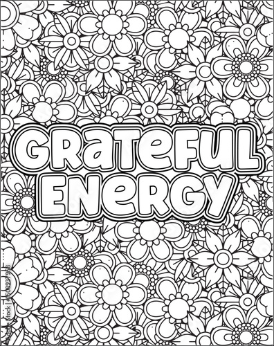 Gratitude Motivational Quote Coloring Page for Adults. 