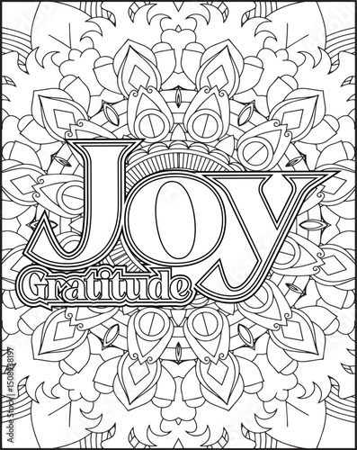 Gratitude Motivational Quote Coloring Page for Adults. 