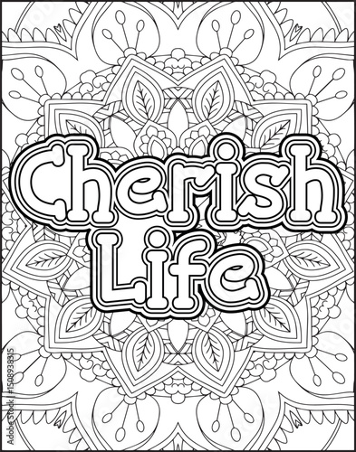 Gratitude Motivational Quote Coloring Page for Adults. 