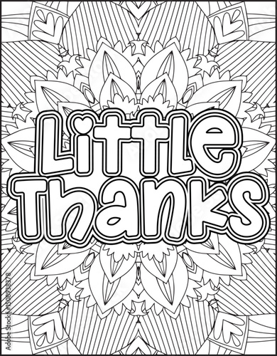 Gratitude Motivational Quote Coloring Page for Adults. 