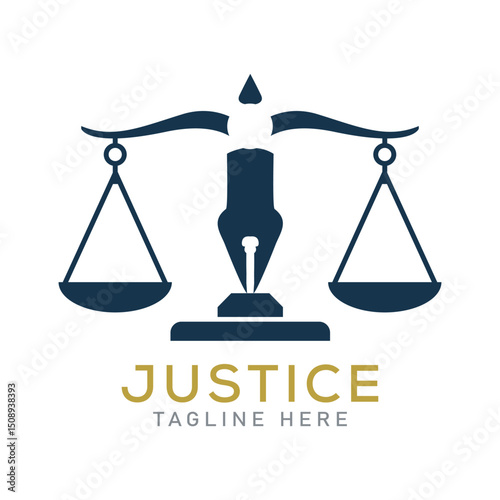 Law firm logo .Law office logotypes set with scales of justice. Symbols of legal centers or law advocates. Scales of justice icons.
