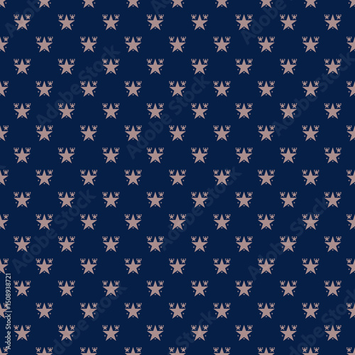 Star pattern background of blue and pink-brown colors. Concept of tone, boho, magic, modern, cute, vintage, simple shape for seamless, textiles, print, texture, decor. Abstract design of mini stars.