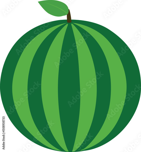 Simple flat cartoon watermelon vector isolated on transparent background