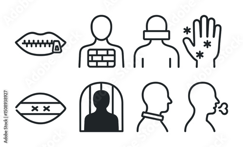Symbolic representation of censorship and restriction in modern society