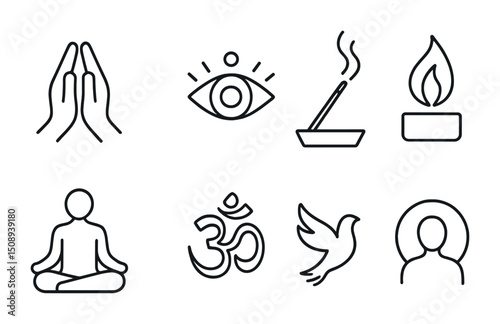 Minimalist spiritual icons for meditation and mindfulness design projects