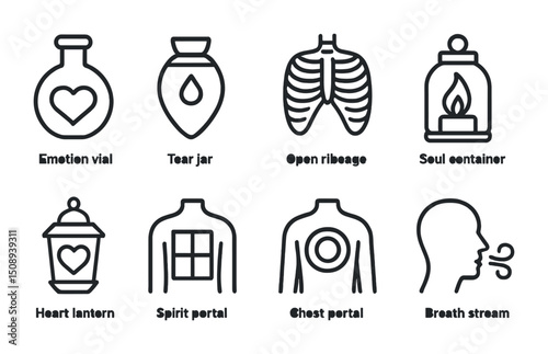 Mystical symbols and icons set for spiritual and healing concepts