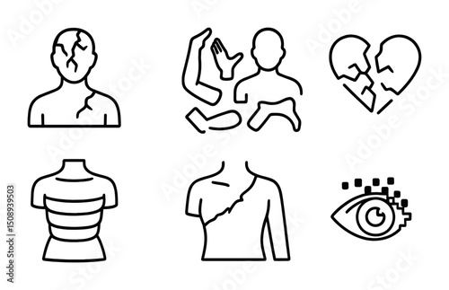 Minimalist line art illustrations on mental health and human emotion themes