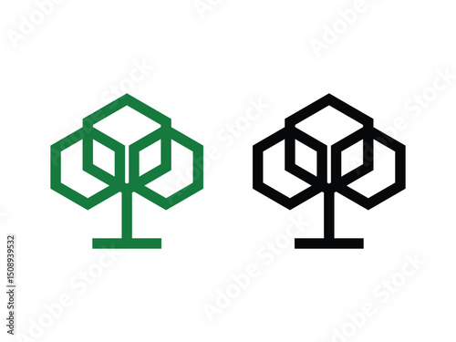 tree hexagon shape symbol icon design vector isolated on transparent background