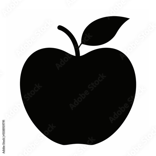 Red apple vector illustration with leaf, a fresh, healthy fruit icon design