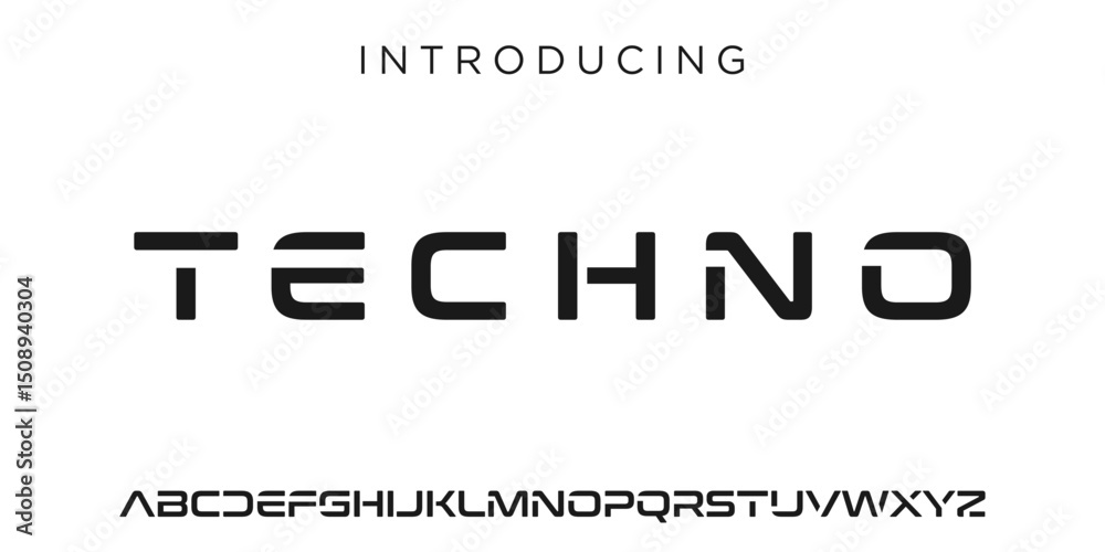 Fototapeta premium futuristic modern geometric font. abstract alphabet digital tech font. Typography technology, electronic, movie, digital, music, future, logo creative font. vector illustration