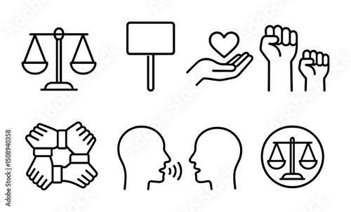 Justice and unity symbols for social awareness and advocacy design