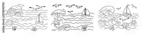 Vector outlines of beach 