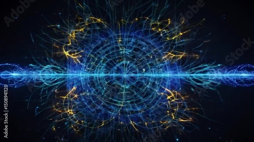 Wallpaper Mural Digital abstract artwork featuring a symmetrical, intricate design resembling a neural network or energy field Torontodigital.ca