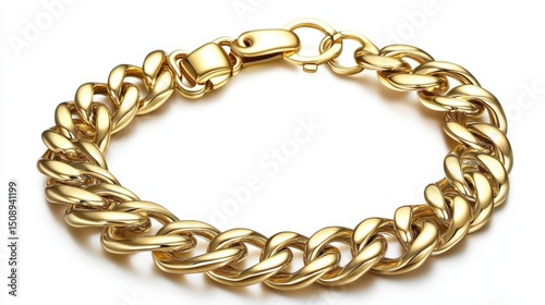 Wallpaper Mural Gold link bracelet with toggle clasp resting diagonally on white background Torontodigital.ca