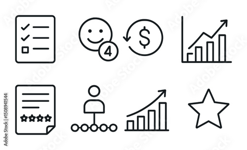 Business performance and growth icons for data analysis and strategy design