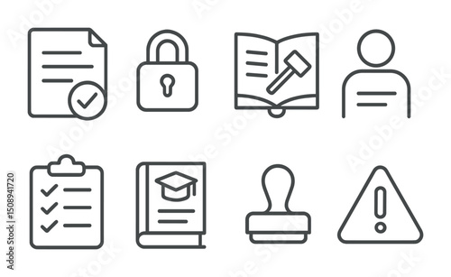 Legal and security icons for professional document and compliance design