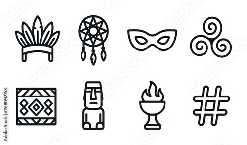 Cultural and historical icons set for creative design projects