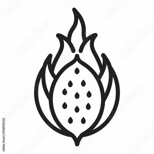 Dragon Fruit Vegetable Food Monoline Symbol Icon Logo for Graphic