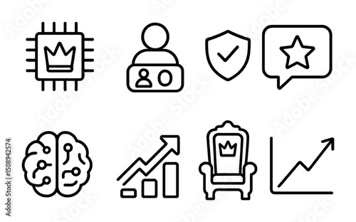 Business and technology icons for digital solutions and leadership themes
