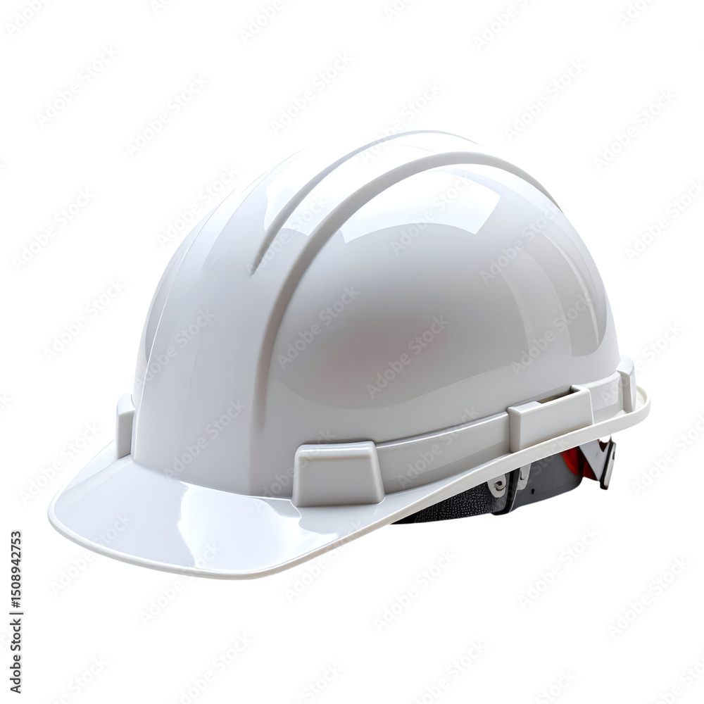 Fototapeta premium A shiny white hard hat designed for safety in construction and industrial environments