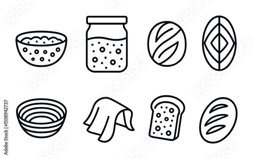 Bread and baking icons for culinary design projects