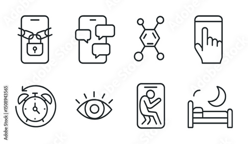 Digital communication and security icons for app and web design