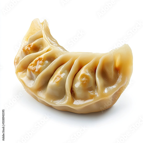 Delicious gyoza dumpling with pleated wrapper and filling
