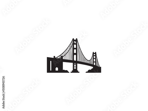 Bridge Vector Silhouette – Black Vector for Infrastructure and Scenic Views.