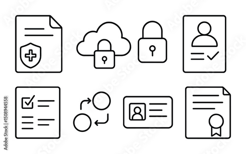 Digital security and data protection icons for web and app design