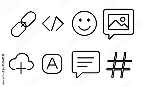 Minimalist icon set featuring communication and technology themes
