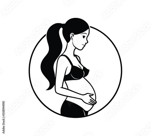 Retro Style Pregnant Maid Vector Illustration for Design and Creative Projects